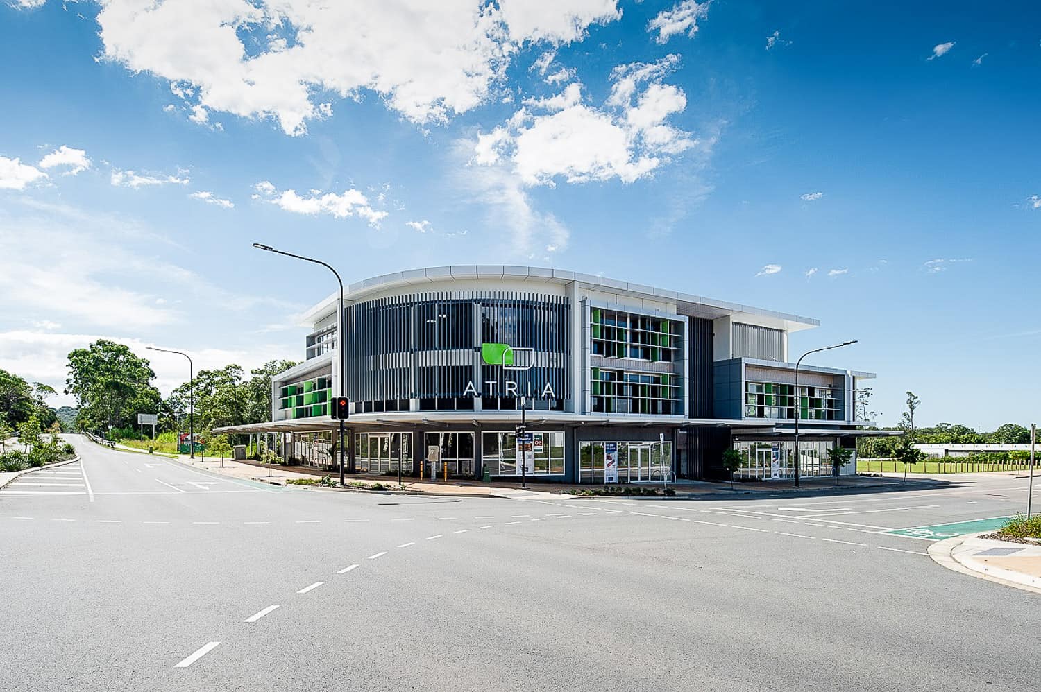 Two-storey commercial building with glazed facade