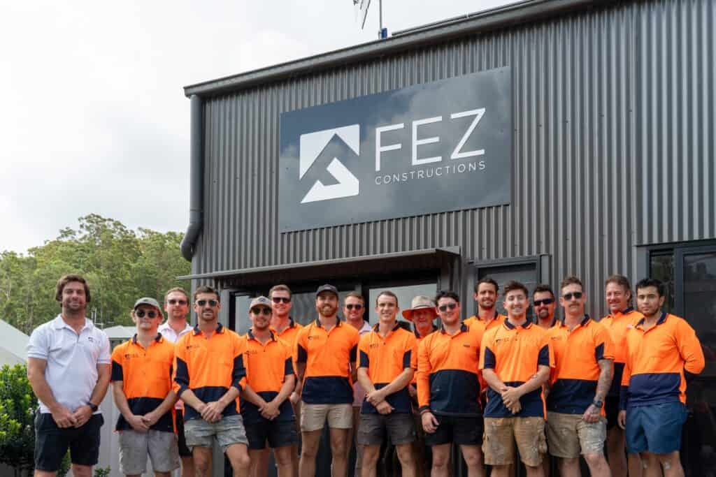 The FEZ Constructions team in front of their Rosemount workshop